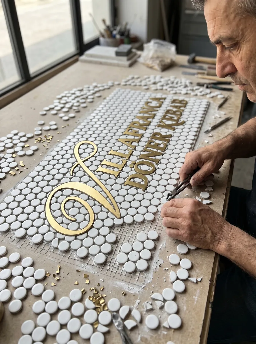 Mosaic lettering detail