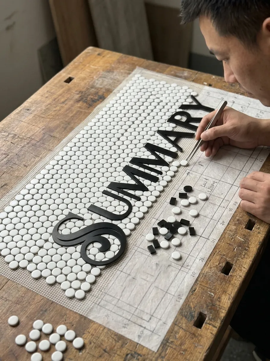 Mosaic lettering detail