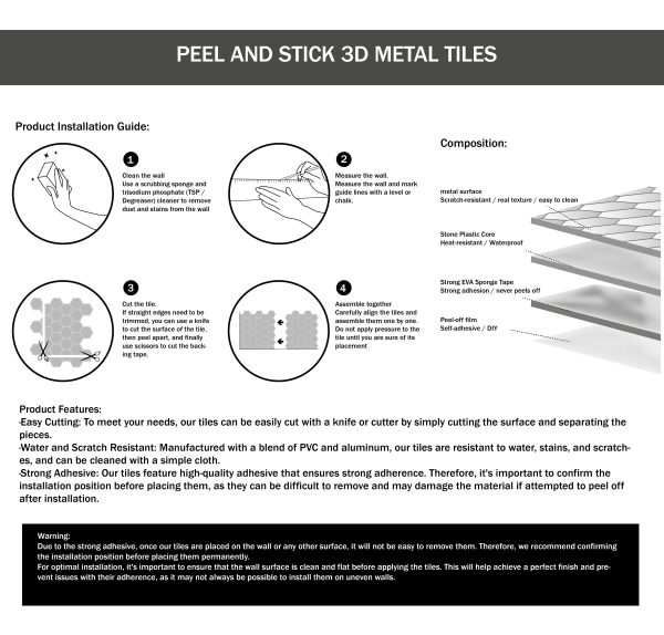 One Metal Mosaic Self Adhesive Tile