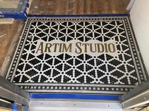 Custom Ceramic Mosaic - Water Jet Cut Copper Characters photo review