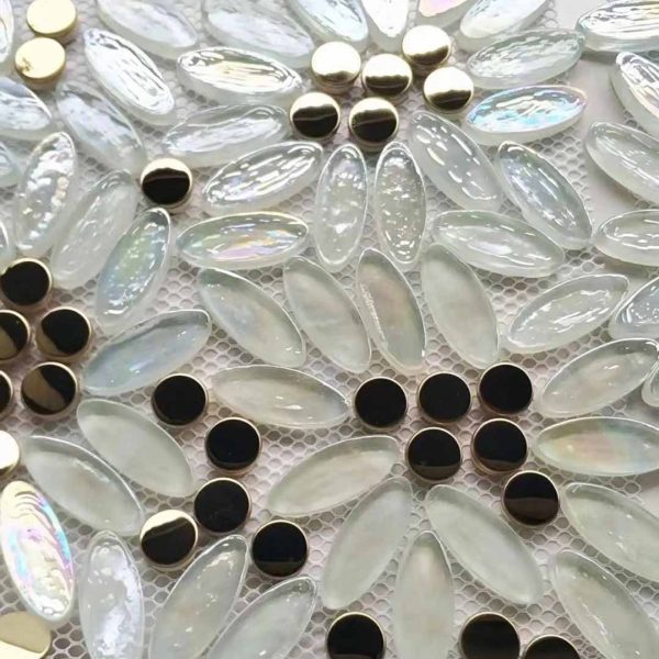 Oval Glass Mosaic Polished Pixel Tiles