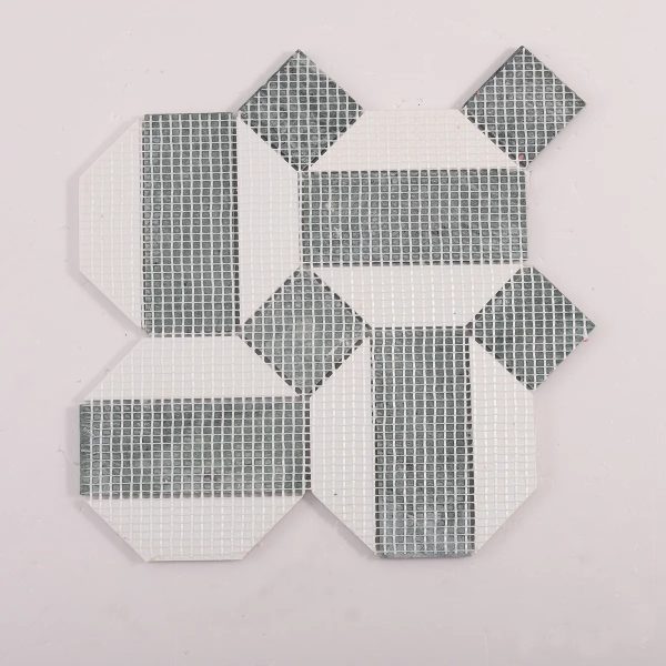 Pingpong Green & White Hexagon Marble