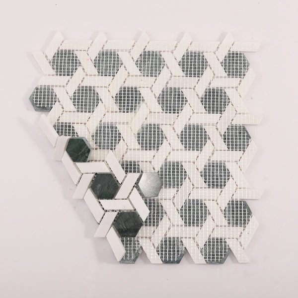 Green\Gray  & White Lattice Marble