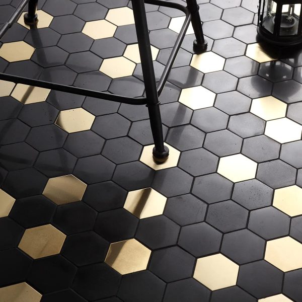 Large Mixed Metal Hexagon Floor