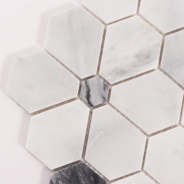 Carrara White Hexagon Flower Marble