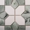 Green and White Floral Marble