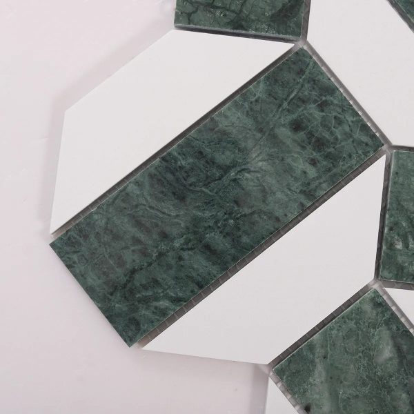 Pingpong Green & White Hexagon Marble