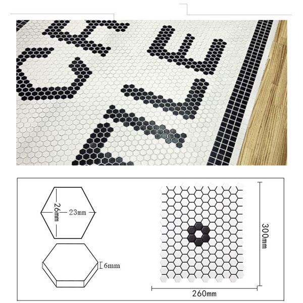 Custom Ceramic Mosaic - Water Jet Cut Copper Characters