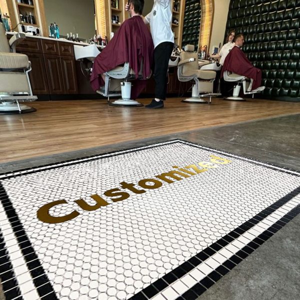 Custom Ceramic Mosaic - Water Jet Cut Copper Characters