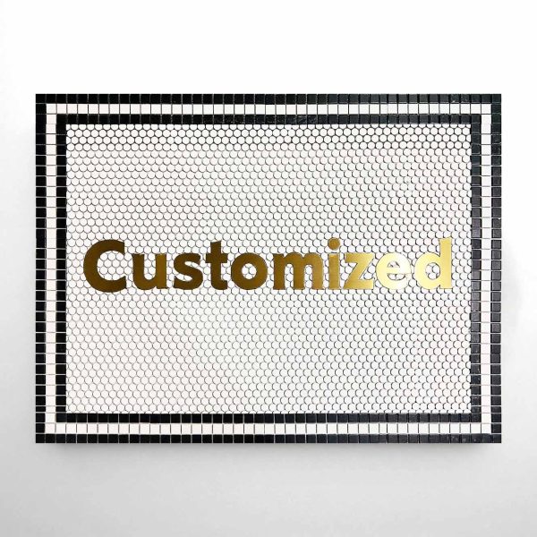 Custom Ceramic Mosaic - Water Jet Cut Copper Characters