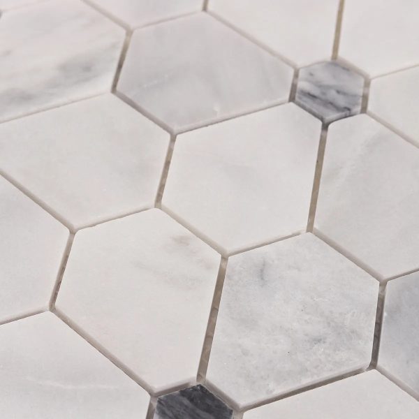 Carrara White Hexagon Flower Marble