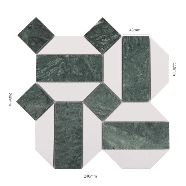 Pingpong Green & White Hexagon Marble