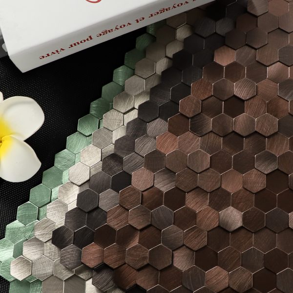 High - Low Hexagonal Metal Mosaic Self - Adhesive