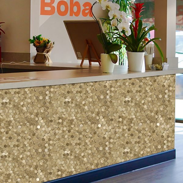 High - Low Hexagonal Metal Mosaic Self - Adhesive