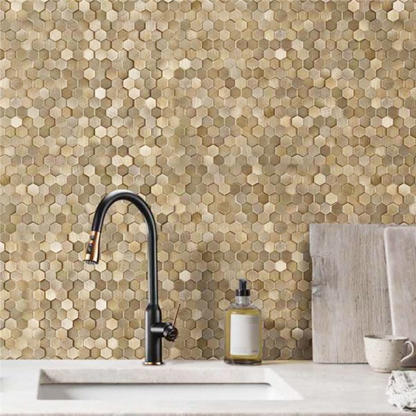High - Low Hexagonal Metal Mosaic Self - Adhesive