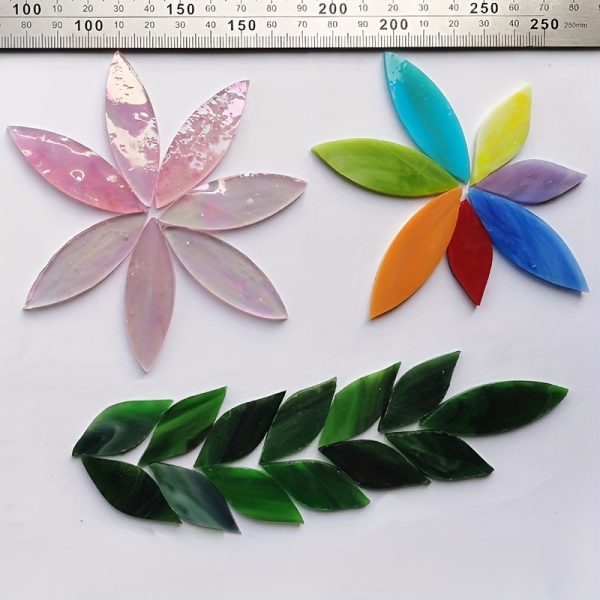 10pcs Leaf-shaped Glass Mosaic Tiles