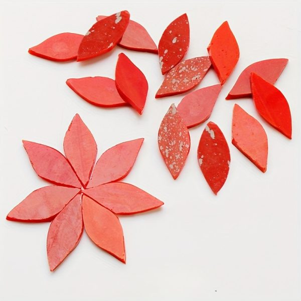 10pcs Leaf-shaped Glass Mosaic Tiles