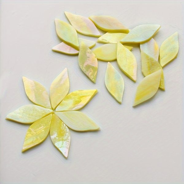 10pcs Leaf-shaped Glass Mosaic Tiles