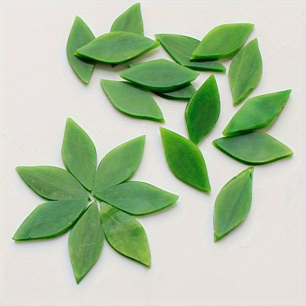 10pcs Leaf-shaped Glass Mosaic Tiles