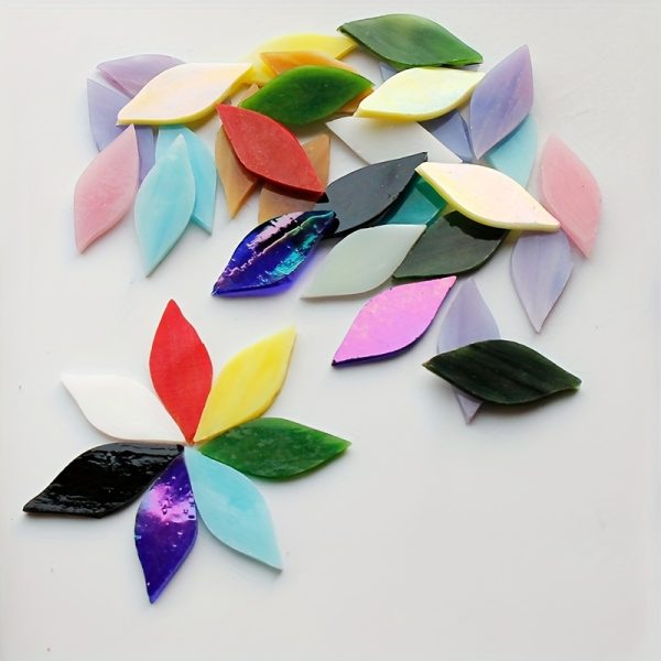 10pcs Leaf-shaped Glass Mosaic Tiles