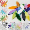 10pcs Leaf-shaped Glass Mosaic Tiles
