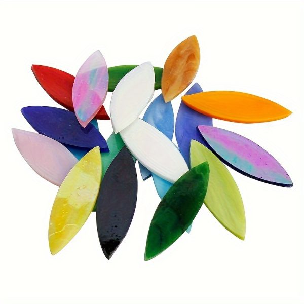 10pcs Leaf-shaped Glass Mosaic Tiles
