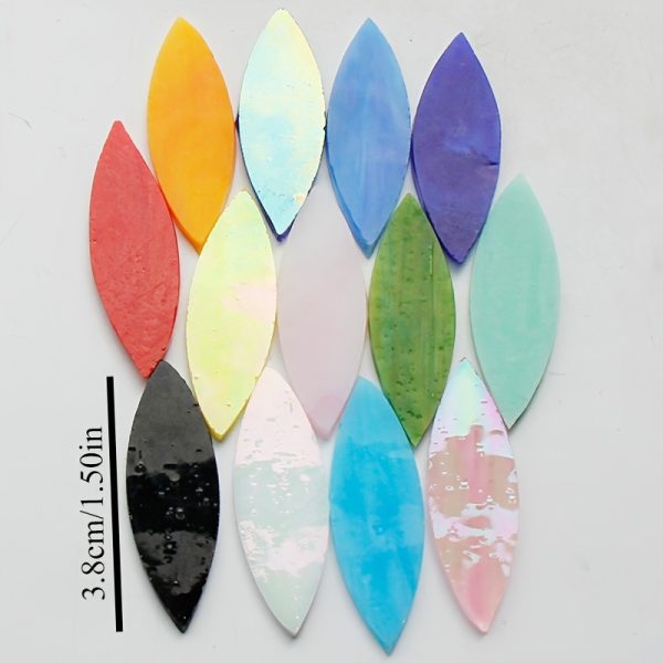 10pcs Leaf-shaped Glass Mosaic Tiles