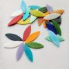 10pcs Leaf-shaped Glass Mosaic Tiles