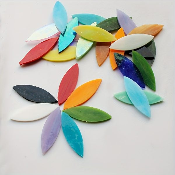 10pcs Leaf-shaped Glass Mosaic Tiles