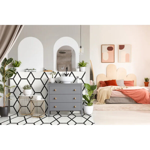 hexagon black matte porcelain mosaic floor and wall tile