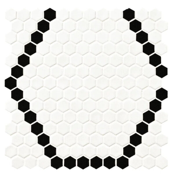 hexagon black matte porcelain mosaic floor and wall tile