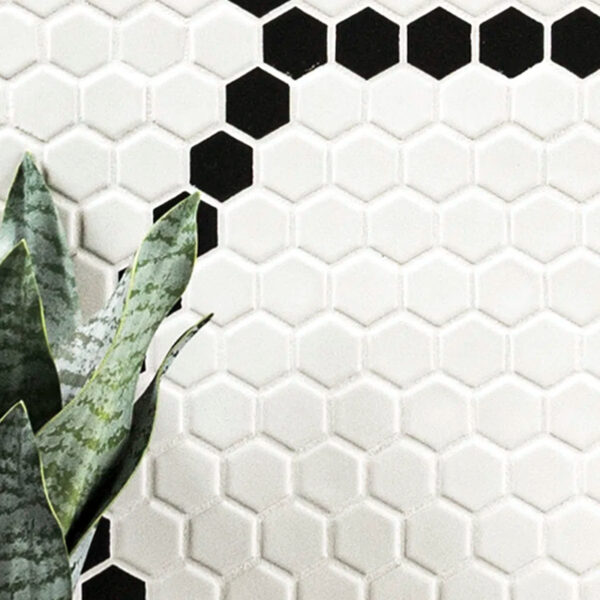 hexagon black matte porcelain mosaic floor and wall tile