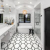 hexagon black matte porcelain mosaic floor and wall tile