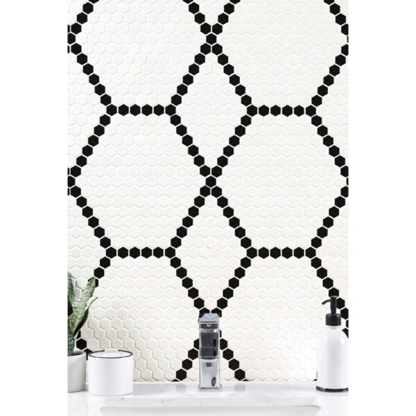 hexagon black matte porcelain mosaic floor and wall tile