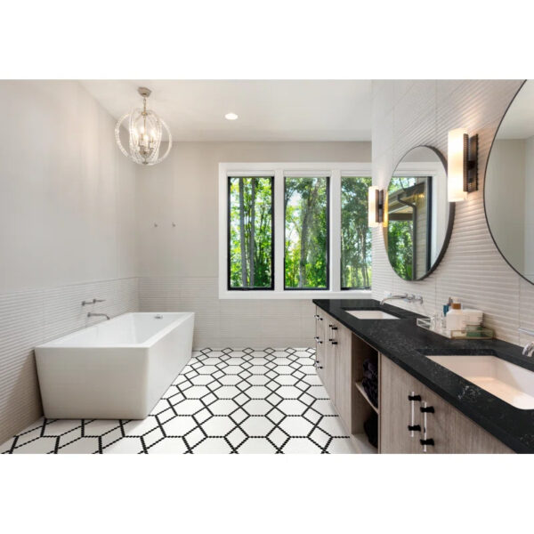 hexagon black matte porcelain mosaic floor and wall tile
