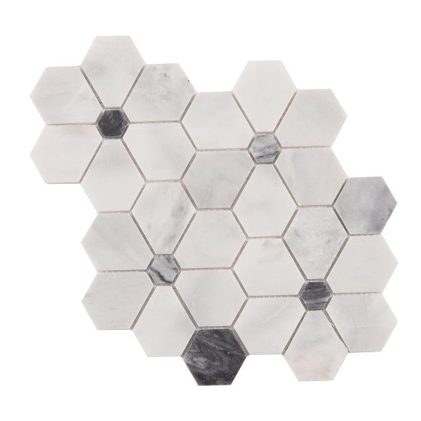 Carrara White Hexagon Flower Marble
