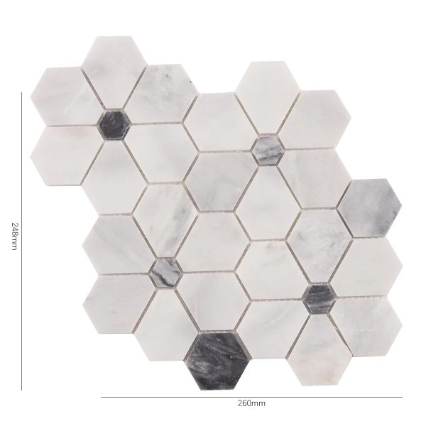 Carrara White Hexagon Flower Marble
