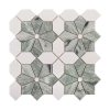 Green and White Floral Marble