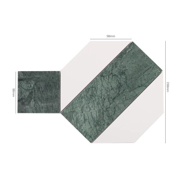 Big Pingpong Green & White Hexagon Marble