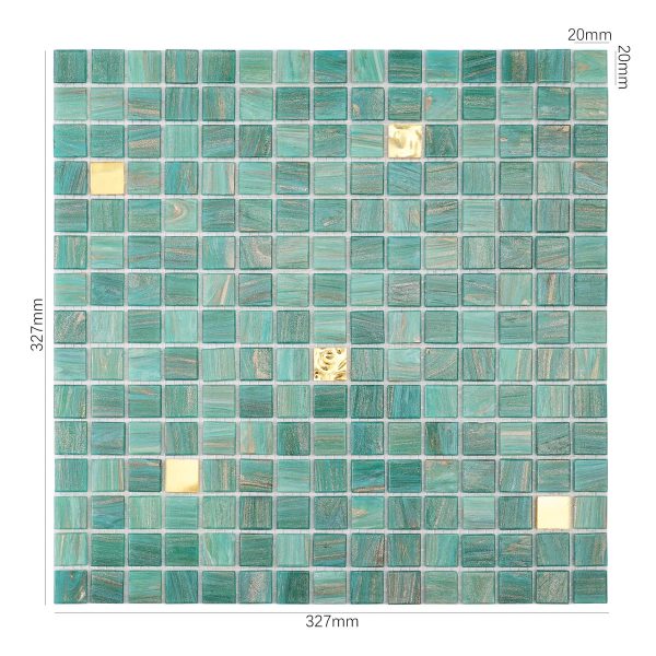 Green &Gold Glass Mosaic Bathroom Tile