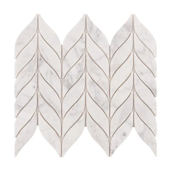 White Carrara Waterjet Leaf Marble