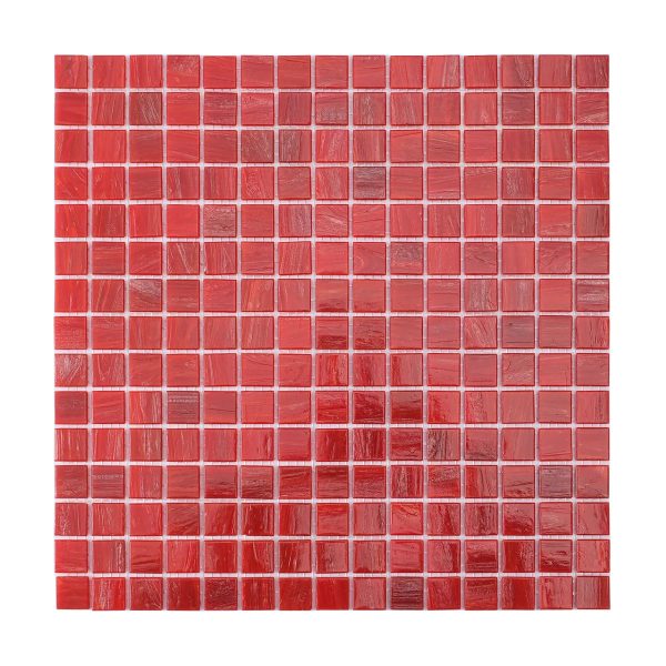 Red Square Glass Mosaic Bathroom Wall Tile