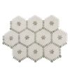 Santorini Green & White Petals Marble Mosaic Tile
