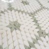 Santorini Green & White Petals Marble Mosaic Tile