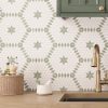Santorini Green & White Petals Marble Mosaic Tile
