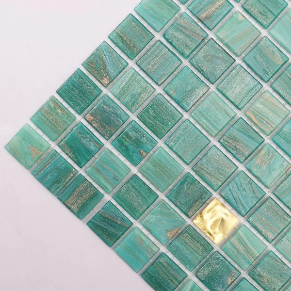 Green &Gold Glass Mosaic Bathroom Tile