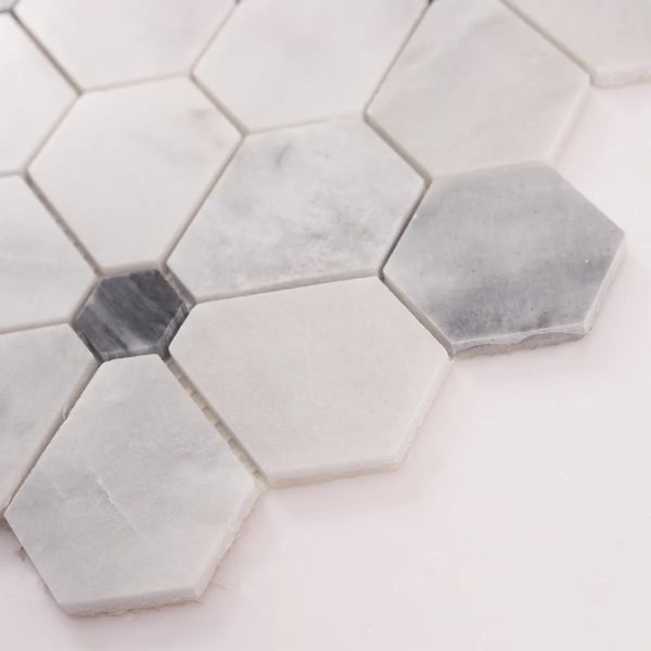 Carrara White Hexagon Flower Marble
