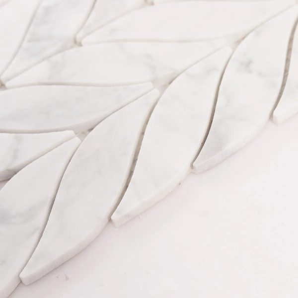 White Carrara Waterjet Leaf Marble