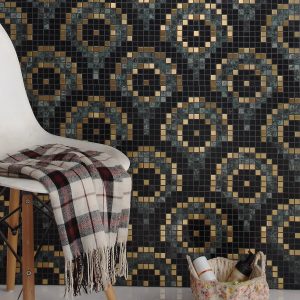 Metal and Natural Marble Pixel Mosaic Tiles