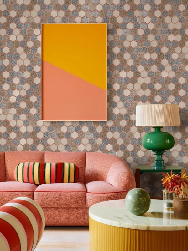 Phnom Penh Hexagon PVC Metal Mosaic Self - Adhesive